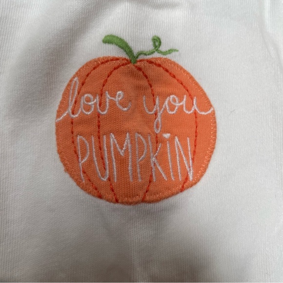 Gymboree pumpkin ruffled long sleeve two piece orange/white set size 0-3 months - Picture 9 of 11